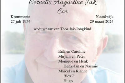 OUD VOORZITTER COR JAK OVERLEDEN