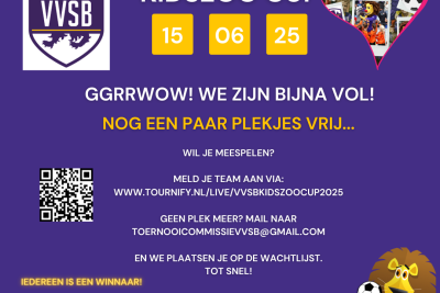 Nog een paar plekken over voor VVSB Kidszoo Cup 2025