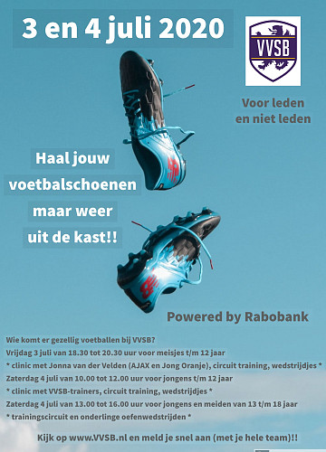 VVSB Rabobank open trainingen 3 en 4 juli 2020