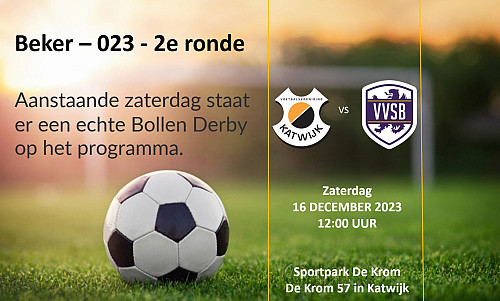 Onder 23 staat voor tweede ronde beker in een derby
