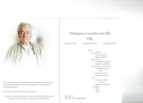 In Memoriam: Flip van Elk