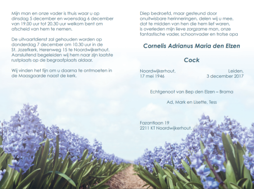 In Memoriam: Cock den Elzen