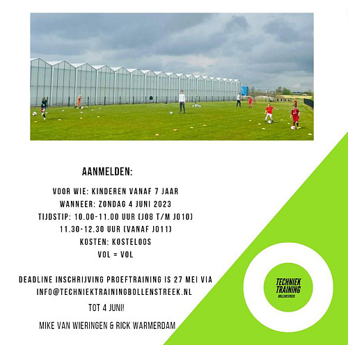 Techniektraining op 4 juni